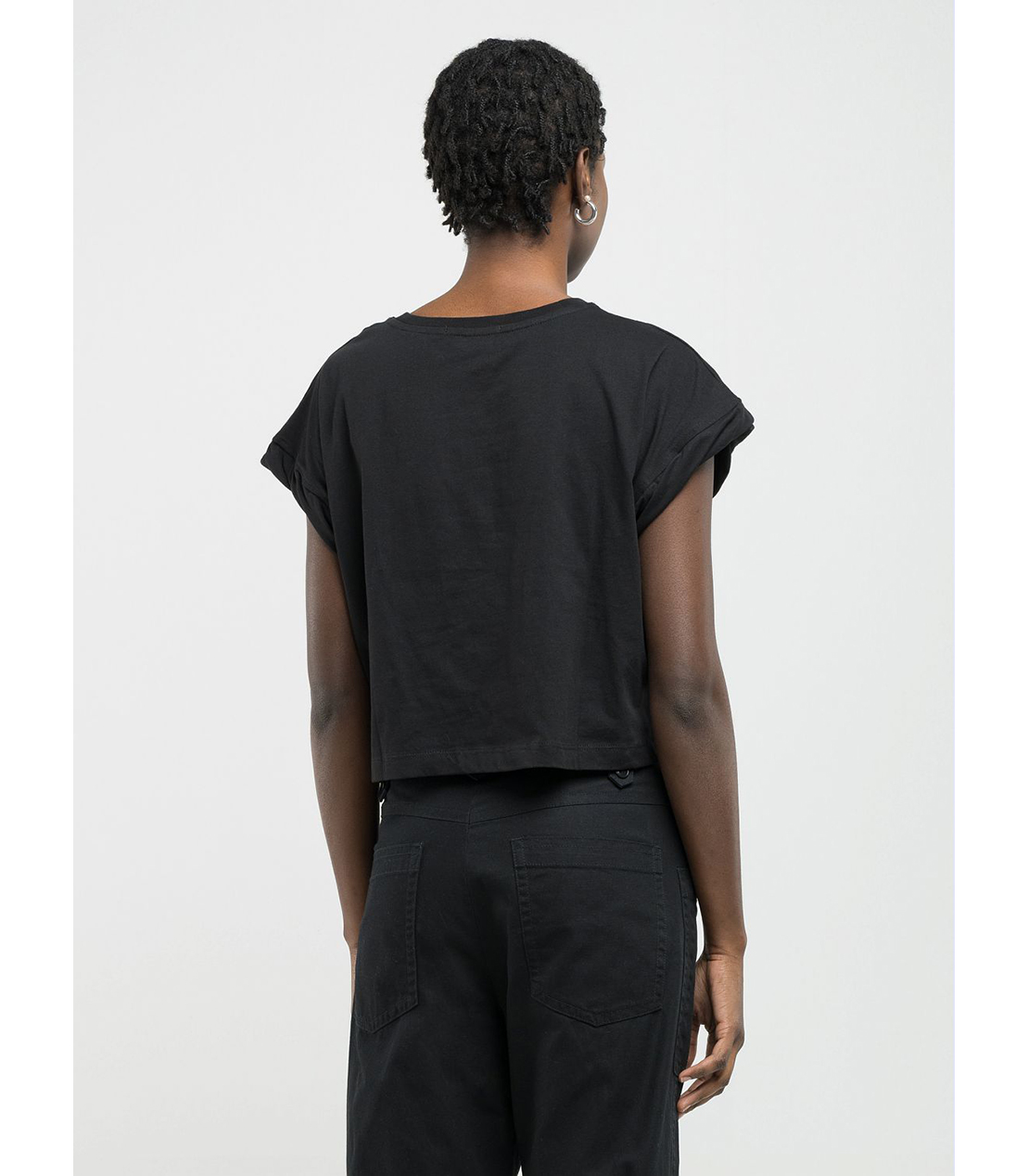 ロゴプリント入りクロップドTシャツ 詳細画像 ブラック 3